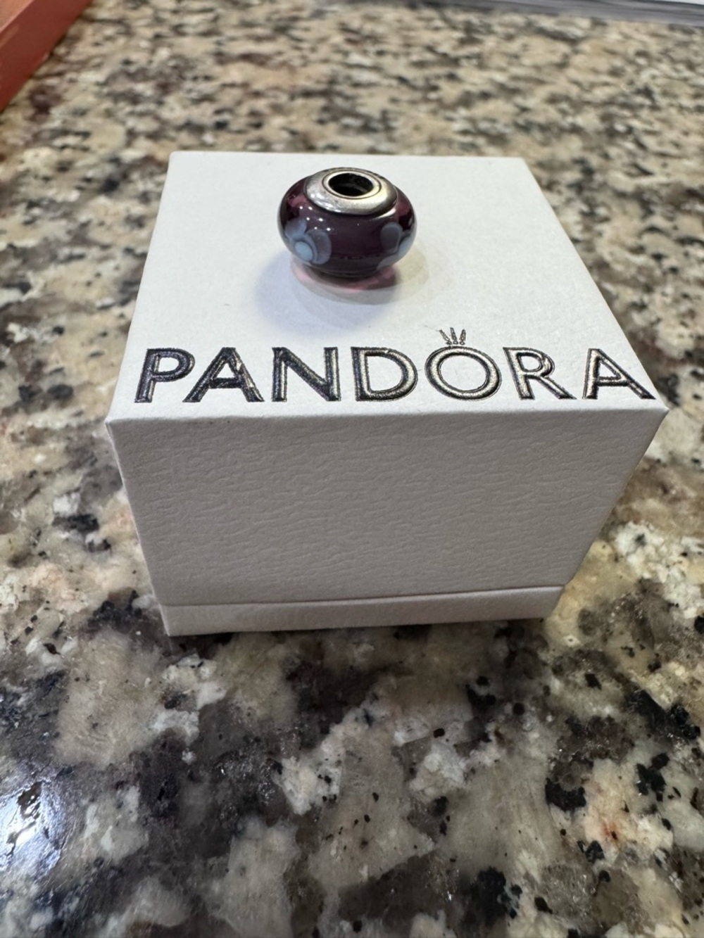 Pandora Purple and Silver Glass Charm